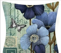 HKM-873619 Blue Floral and Bird Fabric Sofa Cushion with PP Cotton Filling
