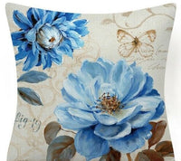 HKM-873619 Blue Floral and Bird Fabric Sofa Cushion with PP Cotton Filling