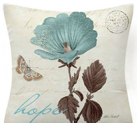 HKM-873619 Blue Floral and Bird Fabric Sofa Cushion with PP Cotton Filling