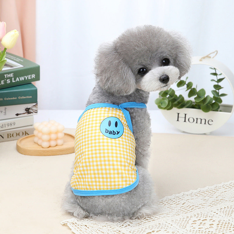 HKM-873939 Casual Dog Clothes for Spring and Summer in Black, Yellow, Red Grids - Available in Sizes S to XXL