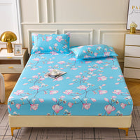 HKM-874131 Brushed Chemical Fiber Fitted Sheet with Printed Pillowcases, Multiple Sizes Available