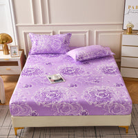 HKM-874131 Brushed Chemical Fiber Fitted Sheet with Printed Pillowcases, Multiple Sizes Available