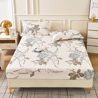 HKM-874131 Brushed Chemical Fiber Fitted Sheet with Printed Pillowcases, Multiple Sizes Available