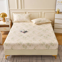 HKM-874131 Brushed Chemical Fiber Fitted Sheet with Printed Pillowcases, Multiple Sizes Available