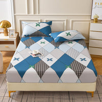 HKM-874131 Brushed Chemical Fiber Fitted Sheet with Printed Pillowcases, Multiple Sizes Available