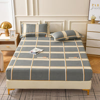 HKM-874131 Brushed Chemical Fiber Fitted Sheet with Printed Pillowcases, Multiple Sizes Available