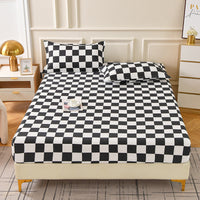 HKM-874131 Brushed Chemical Fiber Fitted Sheet with Printed Pillowcases, Multiple Sizes Available