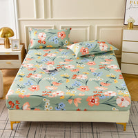 HKM-874131 Brushed Chemical Fiber Fitted Sheet with Printed Pillowcases, Multiple Sizes Available