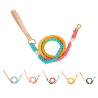 HKM-874323 Double-Headed Dog Traction Rope - Colorful Gradient Rainbow Design, Durable Cotton, 210cm Length