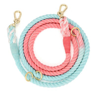 HKM-874323 Double-Headed Dog Traction Rope - Colorful Gradient Rainbow Design, Durable Cotton, 210cm Length
