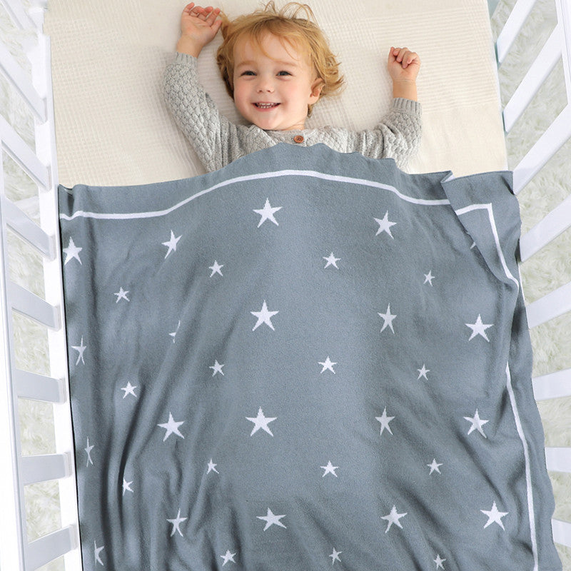 HKM-874323 Five-Pointed Star Cotton Baby Stroller Blanket in Various Colors