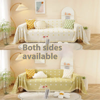 HKM-874387 Waterproof Chenille Sofa Towel in Checkered Pattern - Yellow, Gray, Bean Green, and Black Squares