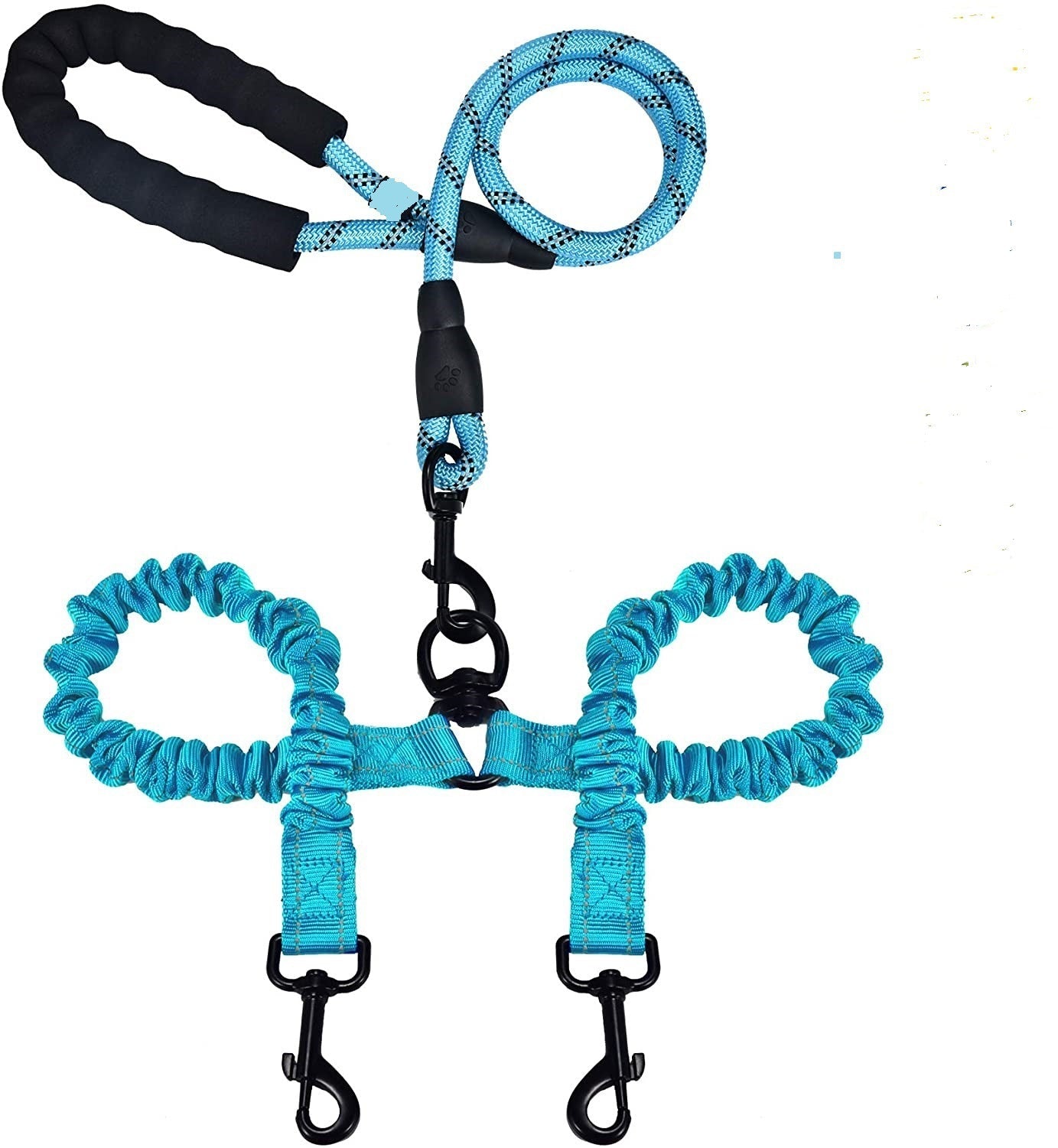 HKM-874451 Double-Headed Luminous Pet Leash, Explosion-Proof Nylon Traction Belt, Scalable, 90cm in Various Colors
