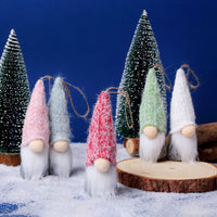 HKM-874451 Set of 5 Handmade Wool Faceless Plush Doll Ornaments for Christmas Decor