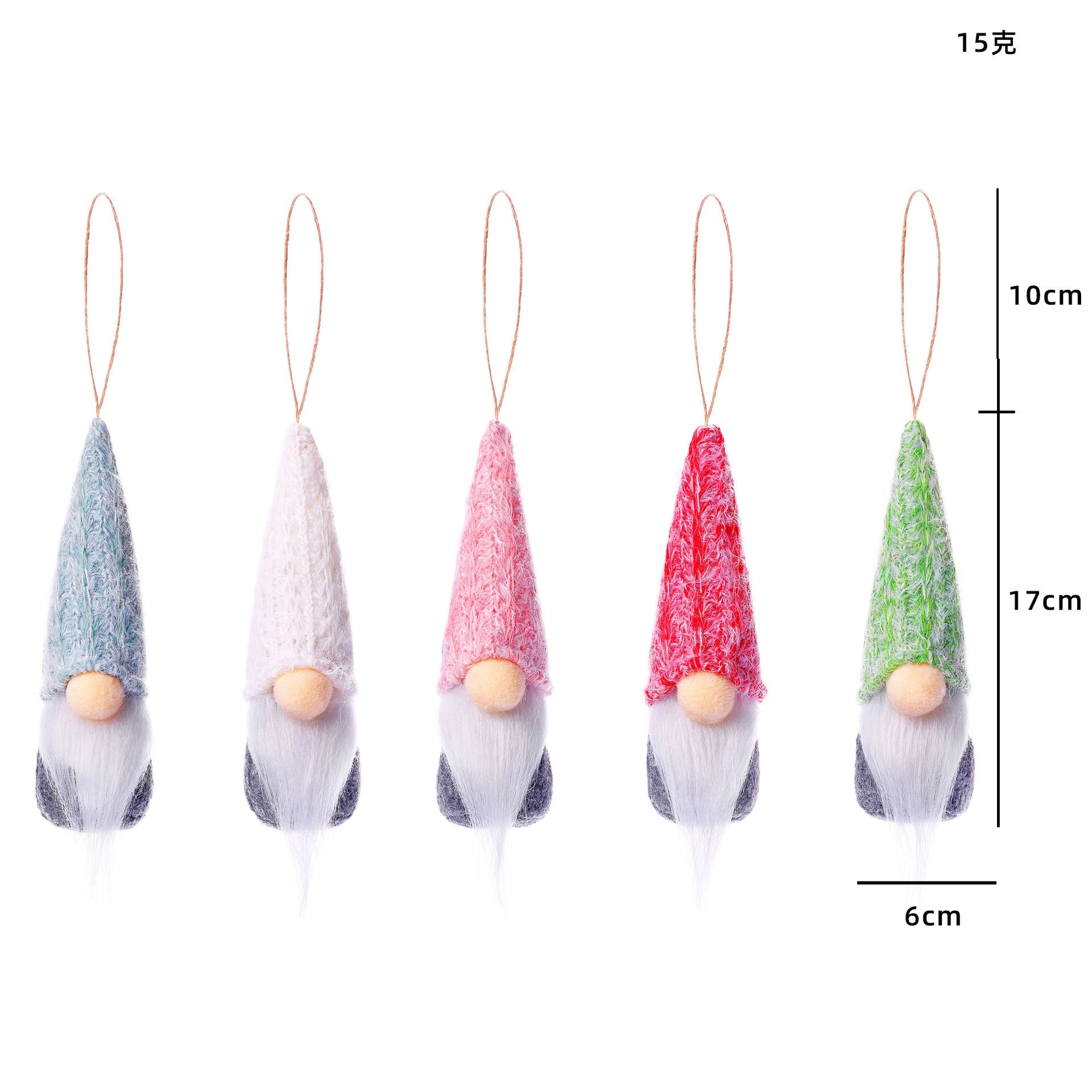 HKM-874451 Set of 5 Handmade Wool Faceless Plush Doll Ornaments for Christmas Decor