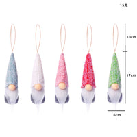 HKM-874451 Set of 5 Handmade Wool Faceless Plush Doll Ornaments for Christmas Decor