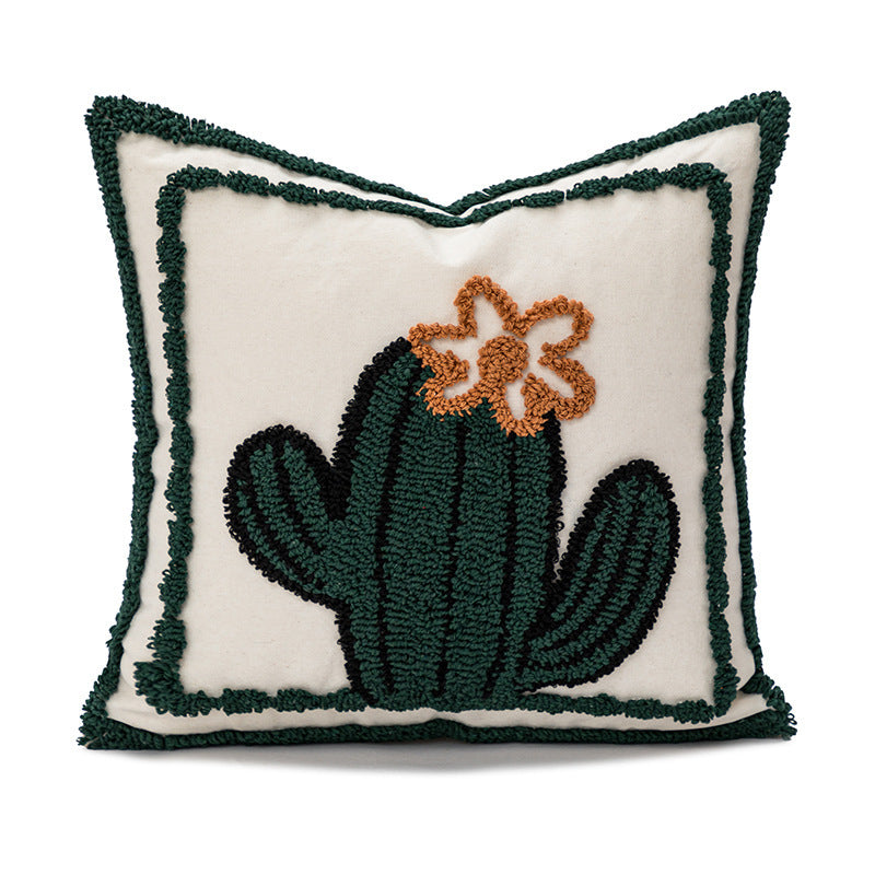 HKM-874451 Velvet Embroidered Sofa Cushion Cover - Floral and Plant Designs, 45x45cm & 30x50cm