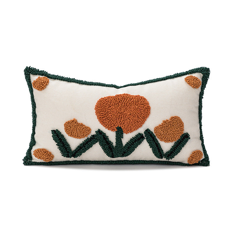 HKM-874451 Velvet Embroidered Sofa Cushion Cover - Floral and Plant Designs, 45x45cm & 30x50cm