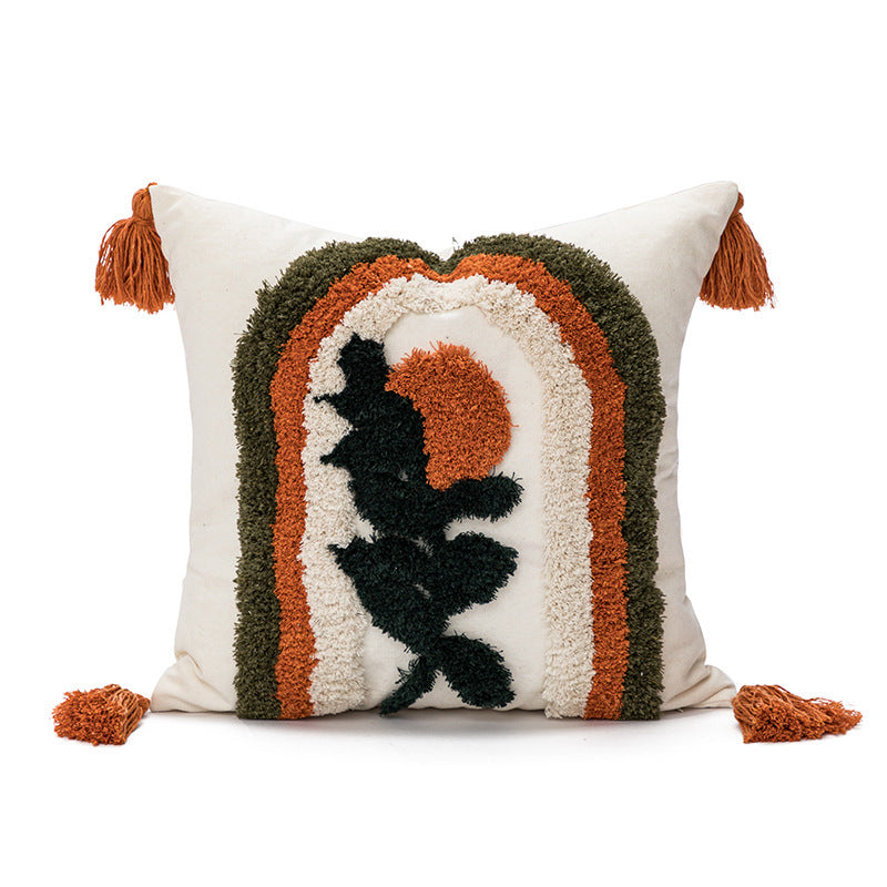 HKM-874451 Velvet Embroidered Sofa Cushion Cover - Floral and Plant Designs, 45x45cm & 30x50cm