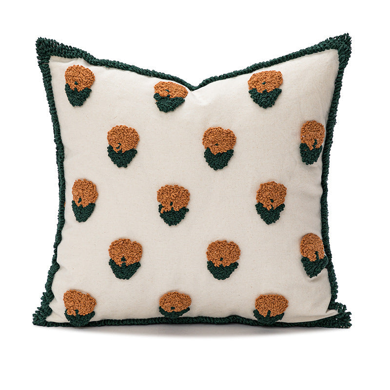 HKM-874451 Velvet Embroidered Sofa Cushion Cover - Floral and Plant Designs, 45x45cm & 30x50cm