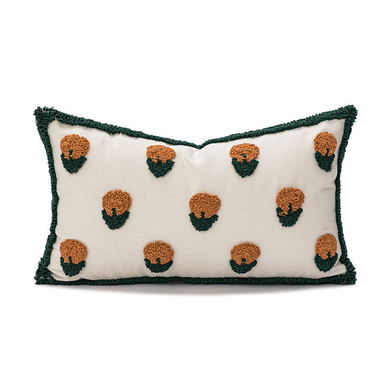 HKM-874451 Velvet Embroidered Sofa Cushion Cover - Floral and Plant Designs, 45x45cm & 30x50cm