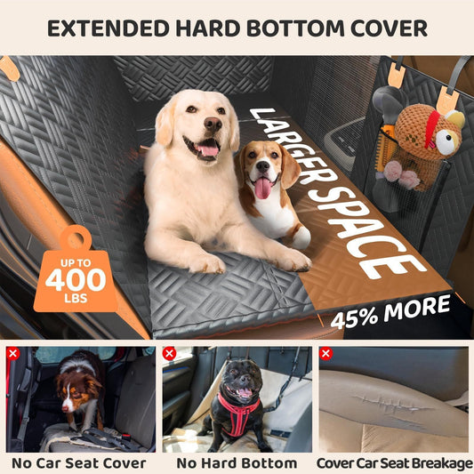 HKM-874515 Pet-Friendly Rear Seat Car Mat for Dogs - Black Cloth Design