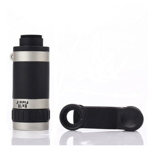 HKM-874707 8X Telescopic Phone Lens with Clip and Cleaning Cloth - 240 yd FOV, Minimum Focus Distance 2.2 yd