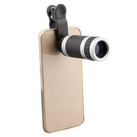 HKM-874707 8X Telescopic Phone Lens with Clip and Cleaning Cloth - 240 yd FOV, Minimum Focus Distance 2.2 yd