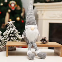 HKM-874771 Forest Elderly Doll Christmas Ornament with Snowflake Knitted Hat - 19cm Cloth Decoration