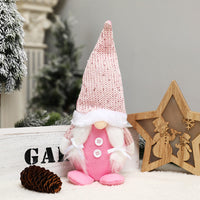 HKM-874771 Forest Elderly Doll Christmas Ornament with Snowflake Knitted Hat - 19cm Cloth Decoration