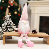HKM-874771 Forest Elderly Doll Christmas Ornament with Snowflake Knitted Hat - 19cm Cloth Decoration