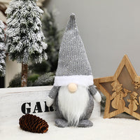 HKM-874771 Forest Elderly Doll Christmas Ornament with Snowflake Knitted Hat - 19cm Cloth Decoration