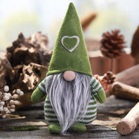 HKM-874771 Forest Elderly Doll Christmas Ornament with Snowflake Knitted Hat - 19cm Cloth Decoration