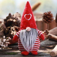 HKM-874771 Forest Elderly Doll Christmas Ornament with Snowflake Knitted Hat - 19cm Cloth Decoration