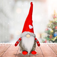 HKM-874771 Forest Elderly Doll Christmas Ornament with Snowflake Knitted Hat - 19cm Cloth Decoration