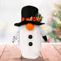 HKM-874771 Forest Elderly Doll Christmas Ornament with Snowflake Knitted Hat - 19cm Cloth Decoration