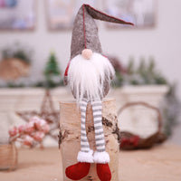 HKM-874771 Forest Elderly Doll Christmas Ornament with Snowflake Knitted Hat - 19cm Cloth Decoration