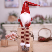 HKM-874771 Forest Elderly Doll Christmas Ornament with Snowflake Knitted Hat - 19cm Cloth Decoration