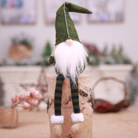 HKM-874771 Forest Elderly Doll Christmas Ornament with Snowflake Knitted Hat - 19cm Cloth Decoration