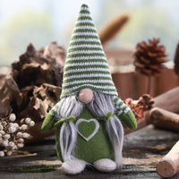 HKM-874771 Forest Elderly Doll Christmas Ornament with Snowflake Knitted Hat - 19cm Cloth Decoration