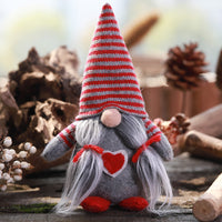 HKM-874771 Forest Elderly Doll Christmas Ornament with Snowflake Knitted Hat - 19cm Cloth Decoration