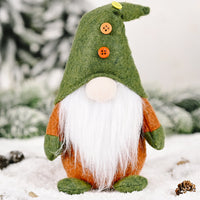 HKM-874771 Forest Elderly Doll Christmas Ornament with Snowflake Knitted Hat - 19cm Cloth Decoration