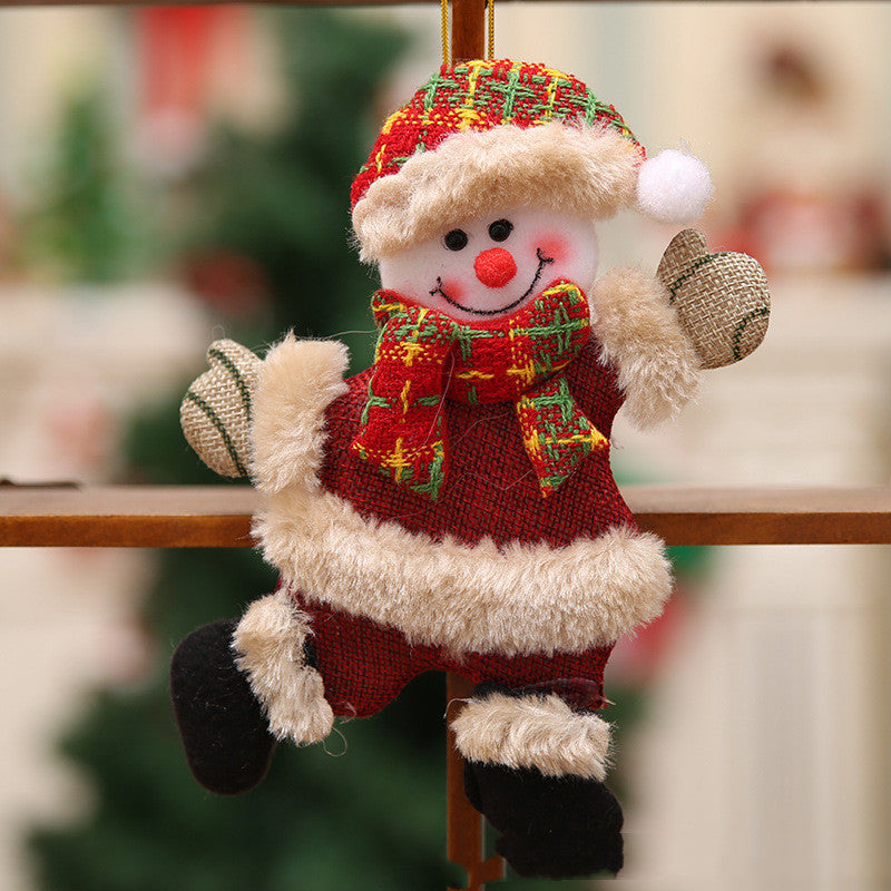 HKM-874771 Forest Elderly Doll Christmas Ornament with Snowflake Knitted Hat - 19cm Cloth Decoration