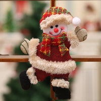 HKM-874771 Forest Elderly Doll Christmas Ornament with Snowflake Knitted Hat - 19cm Cloth Decoration