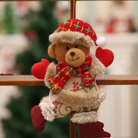 HKM-874771 Forest Elderly Doll Christmas Ornament with Snowflake Knitted Hat - 19cm Cloth Decoration