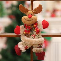 HKM-874771 Forest Elderly Doll Christmas Ornament with Snowflake Knitted Hat - 19cm Cloth Decoration