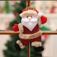 HKM-874771 Forest Elderly Doll Christmas Ornament with Snowflake Knitted Hat - 19cm Cloth Decoration