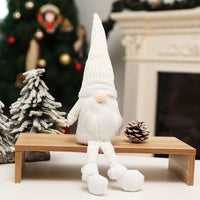 HKM-874771 Forest Elderly Doll Christmas Ornament with Snowflake Knitted Hat - 19cm Cloth Decoration