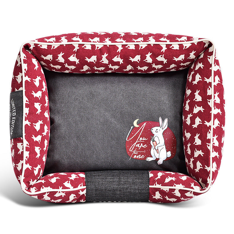 HKM-874771 Jarre Aero Bull Dog Bed in Red, Blue, and Green Rabbit - Small, Medium, and Large Sizes Available