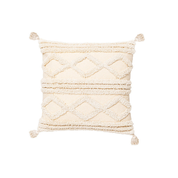 HKM-874771 Minimalist Tufted Cotton Pillowcase - Modern Style 45x45cm & 30x50cm Options